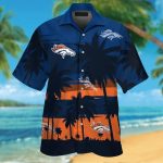 Denver Broncos Short Sleeve Button Up Tropical Aloha Hawaiian Shirt Set for Men Women Kids Gift