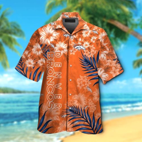 Denver Broncos Short Sleeve Button Up Tropical Aloha Hawaiian Shirt Set for Men Women Kids Gift
