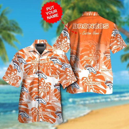Denver Broncos Short Sleeve Button Up Tropical Aloha Hawaiian Shirt Set for Men Women Kids Gift