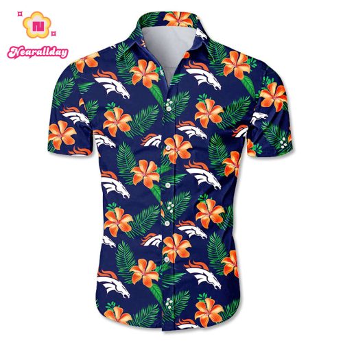 Denver broncos tropical flower Hawaiian Beach Shirt