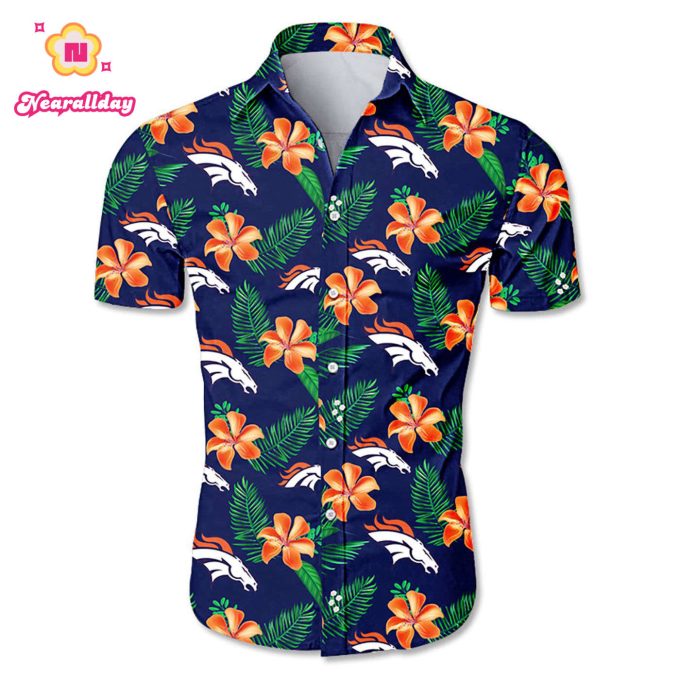 Denver broncos tropical flower Hawaiian Beach Shirt