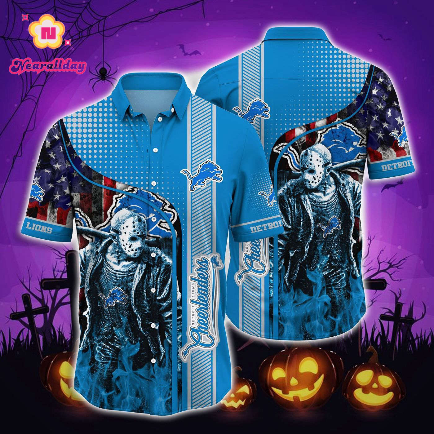 Detroit Lions Halloweenaloha shirt halloween hawaiian shirts Detroit Lions Halloweenaloha shirt halloween hawaiian shirts