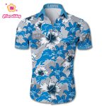 Detroit Lions Hawaiian Shirt Tropical Flower Short Sleeve