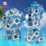 Detroit Lions Hawaiian Shirt Tropical Flower Short Sleeve Slim Fit BodyNfl summer shirt