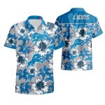 Detroit Lions Hawaiian Shirt Tropical Flower Short Sleeve Slim Fit BodyNfl summer shirt