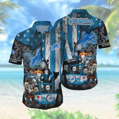 Detroit Lions Hawaiian Shirts Style Hot Trending Hawaiian Shirt Set for Men Women Kids