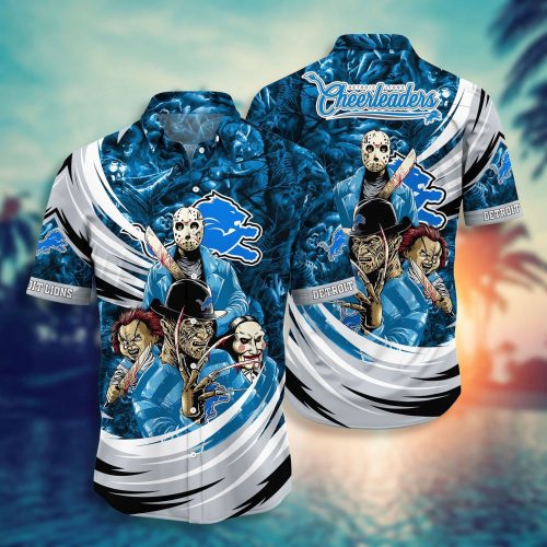 Detroit Lions NFL Halloween Horror Movies Hawaiian Shirts
