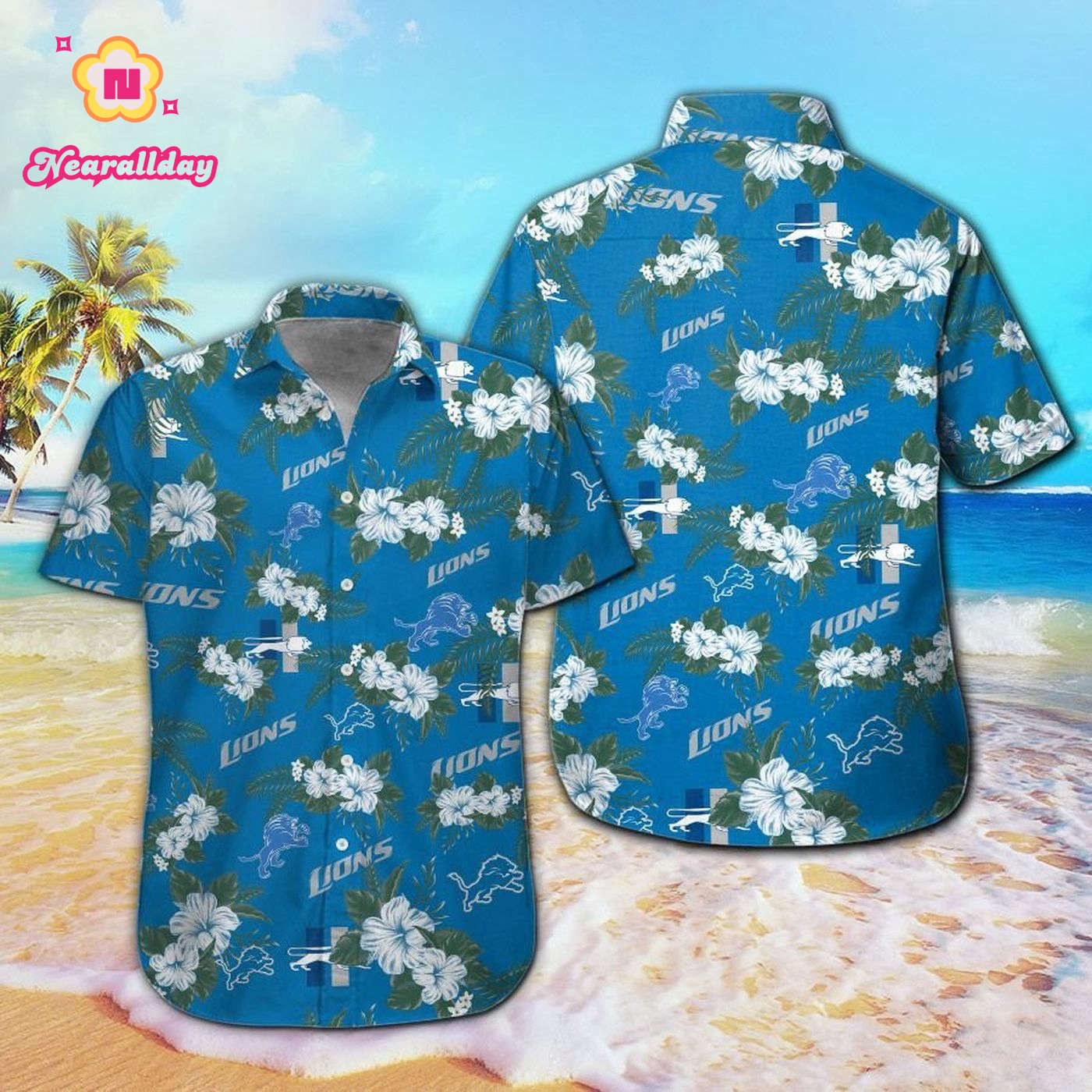 Detroit Lions Short Sleeve Button Up Tropical Aloha Hawaiian Shirt Set for Men Women Kids Gift Detroit Lions Short Sleeve Button Up Tropical Aloha Hawaiian Shirt Set for Men Women Kids Gift