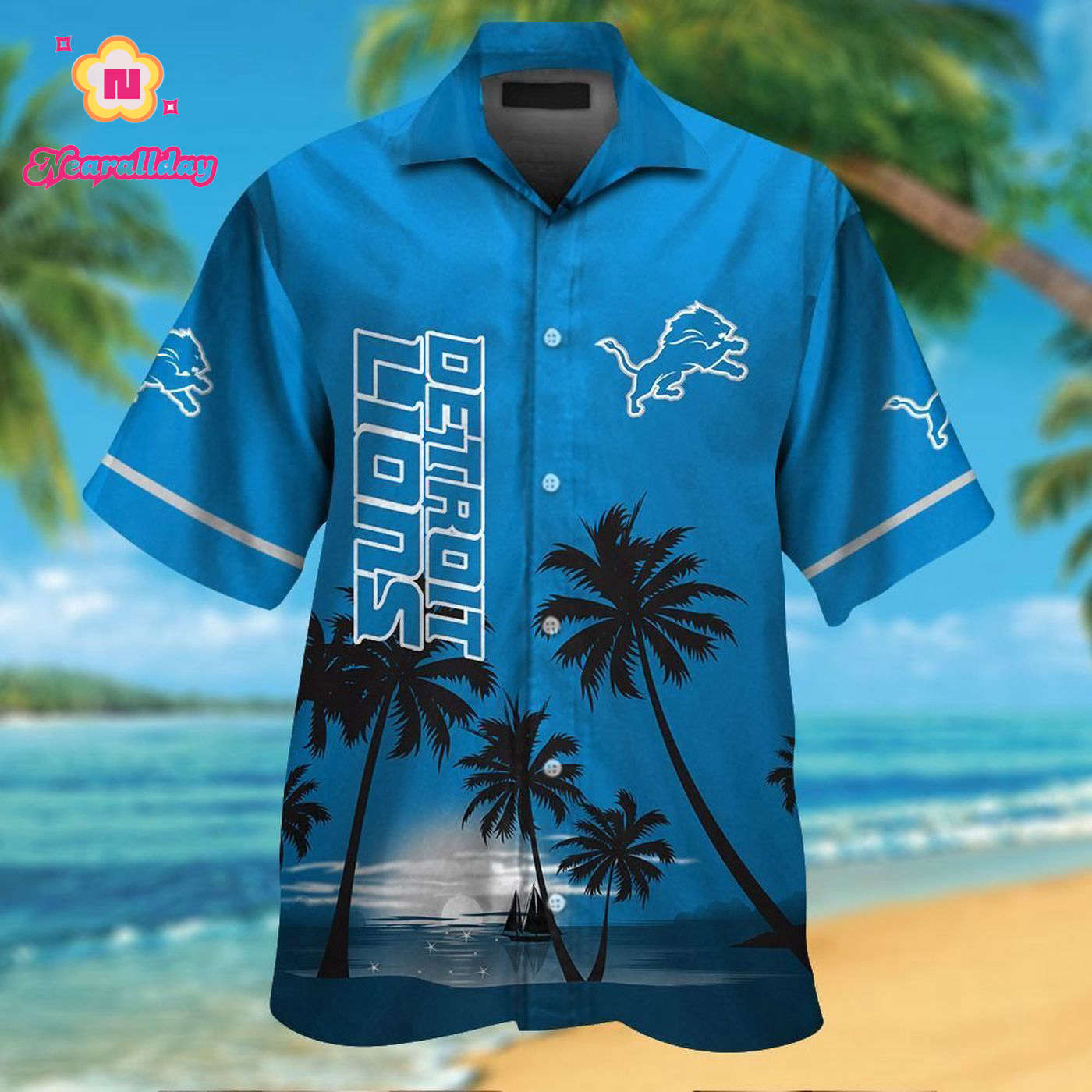 Detroit Lions Short Sleeve Button Up Tropical Aloha Hawaiian Shirt Set for Men Women Kids Gift Detroit Lions Short Sleeve Button Up Tropical Aloha Hawaiian Shirt Set for Men Women Kids Gift