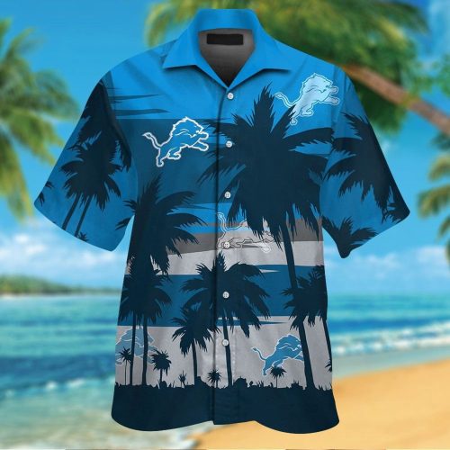 Detroit Lions Short Sleeve Button Up Tropical Aloha Hawaiian Shirt Set for Men Women Kids Gift