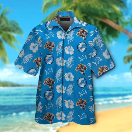 Detroit Lions Short Sleeve Button Up Tropical Aloha Hawaiian Shirt Set for Men Women Kids Gift
