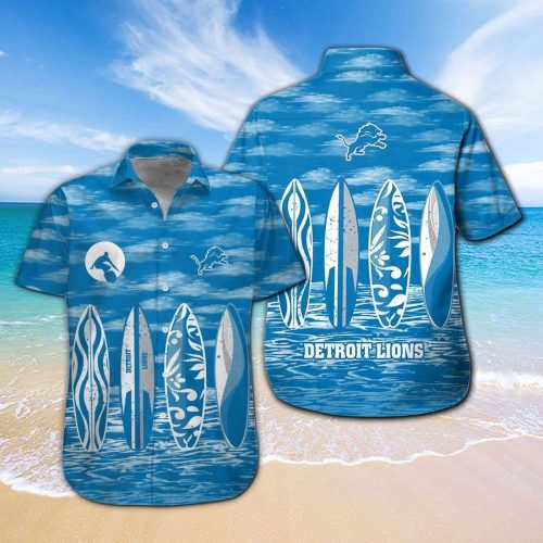 Detroit Lions Short Sleeve Button Up Tropical Aloha Hawaiian Shirt Set for Men Women Kids Gift