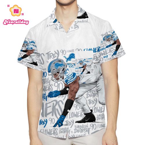 Detroit Lions Trey Flower 90 3D All Over Print Summer Beach Hawaiian Shirt With Pocket