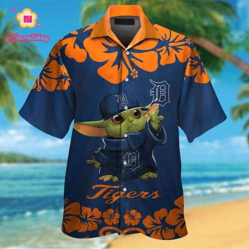 Detroit Tigers Baby Yoda Hawaiian Shirt Set for Men Women Kids – Short Sleeve Aloha Style