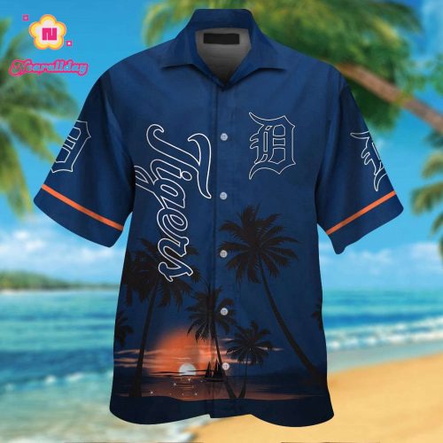 Detroit Tigers Hawaiian Shirt Set – Short Sleeve Button Up Aloha Print for Men and Women – Perfect Fan Gift