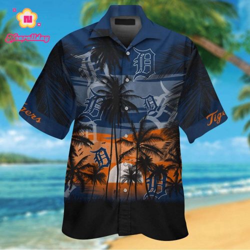 Detroit Tigers Tropical Aloha Hawaiian Shirt Set for Men Women Kids