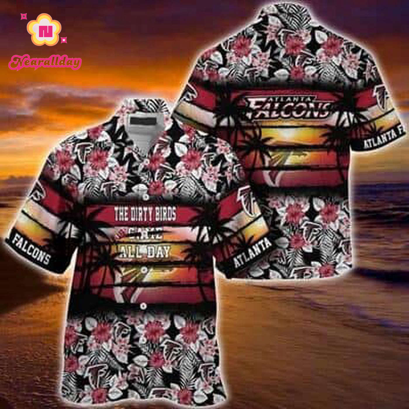 Floral Aloha NFL Atlanta Falcons Hawaiian Shirt The Dirty Birds Came All Day Floral Aloha NFL Atlanta Falcons Hawaiian Shirt The Dirty Birds Came All Day