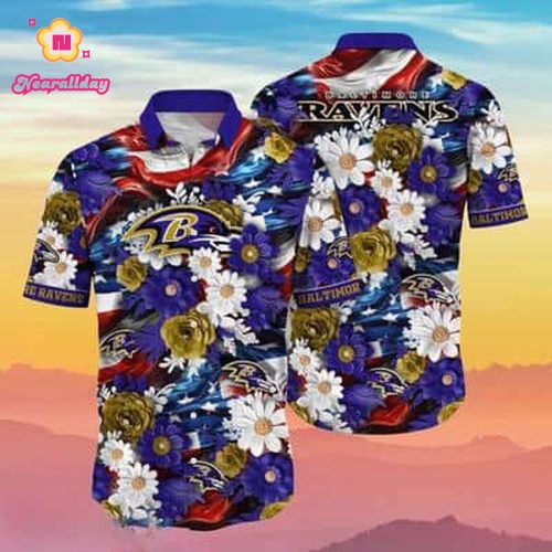 Floral Aloha NFL Baltimore Ravens Hawaiian Shirt Gift For Beach Vacation