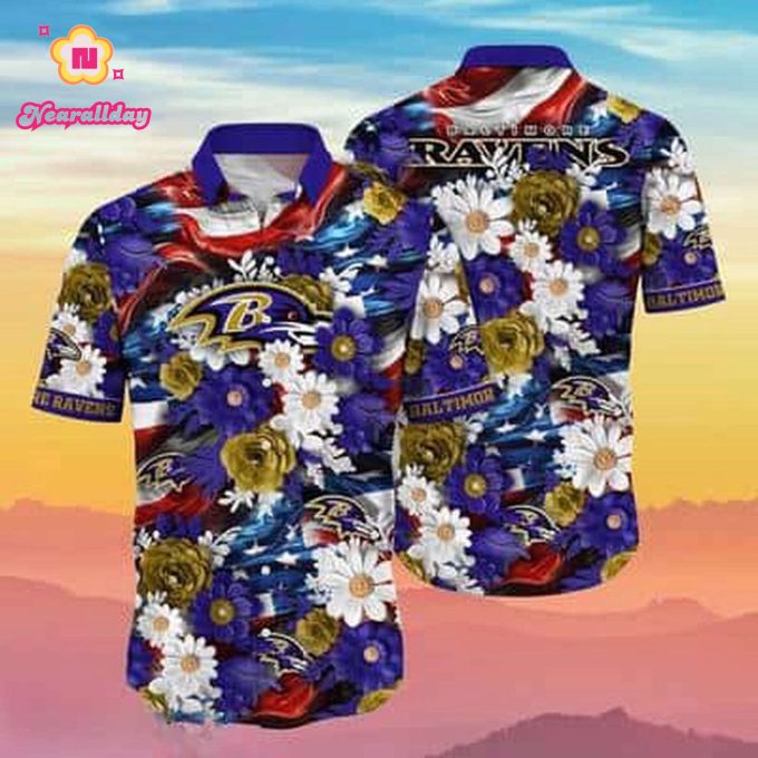 Floral Aloha NFL Baltimore Ravens Hawaiian Shirt Gift For Beach Vacation