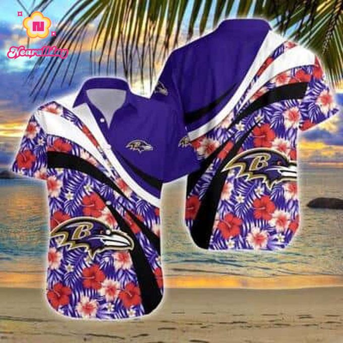 Floral Aloha NFL Baltimore Ravens Hawaiian Shirt Hibiscus Flower Summer Beach Gift