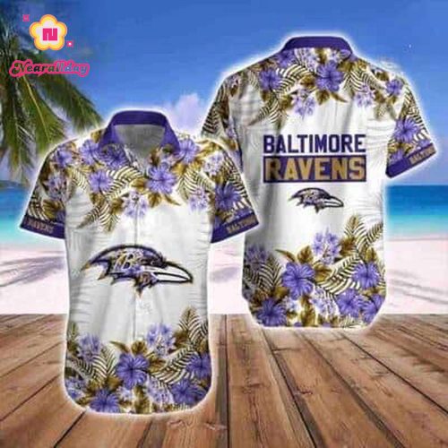 Floral Aloha NFL Baltimore Ravens Hawaiian Shirt Summer Beach Gift