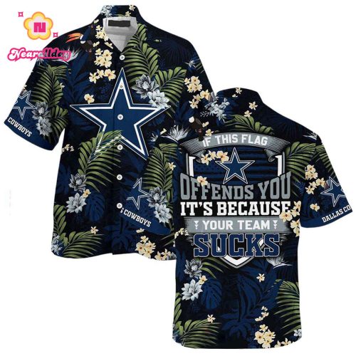 Funny Dallas Cowboys If This Flag Offends Tropical Pattern Hawaiian Shirt