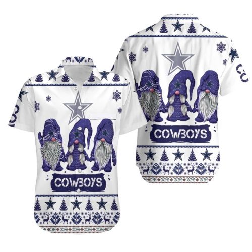Funny Ugly Christmas Gnomes Dallas Cowboys 3D Hawaiian Shirt