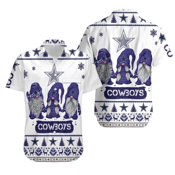 Funny Ugly Christmas Gnomes Dallas Cowboys 3D Hawaiian Shirt