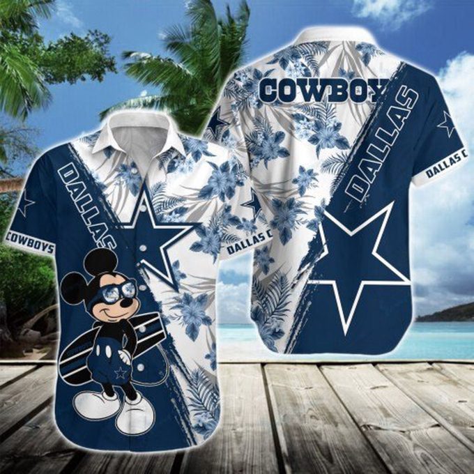 Gift Dallas Cowboys Surfers Mikey Mouse 3D Hawaiian Shirt