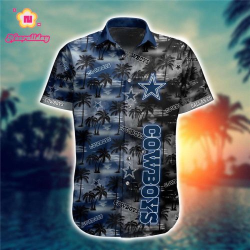 Gift For Fans, Dallas Cowboys Palm Tree Pattern 3D Hawaiian Shirt