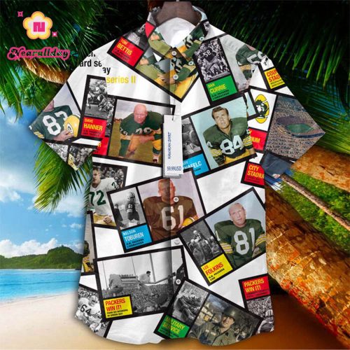 Green Bay Packers 1962 Retrocards Set Vintage Aloha Hawaiian Shirt