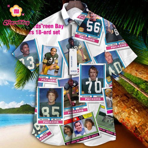Green Bay Packers 1974 Retrocards Set Vintage Aloha Hawaiian Shirt