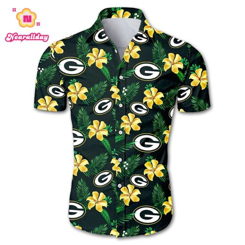 Green Bay Packers Hawaiian Shirt Floral Button Up