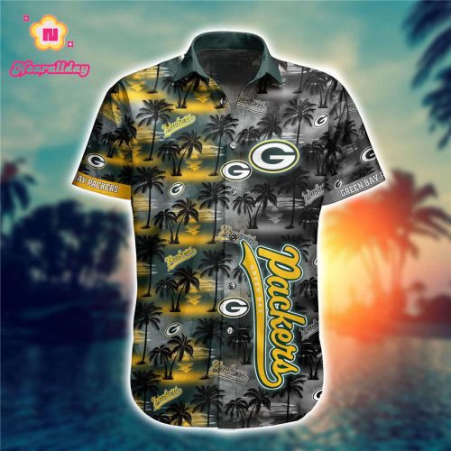 Green Bay Packers Hawaiian Shirt Palm Tree Pattern