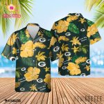 Green Bay Packers Nfl Color Hibiscus Button Up Hawaiian Shirt