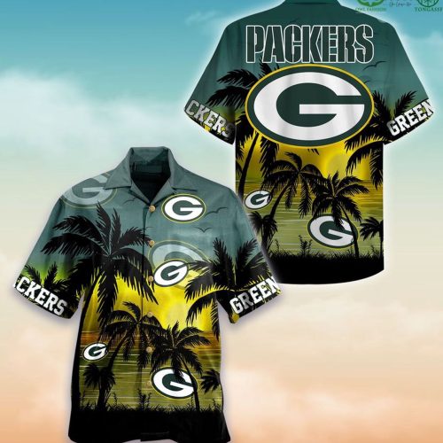 Green Bay Packers NFL NFL Palm Sunset Hawaiian Shirt