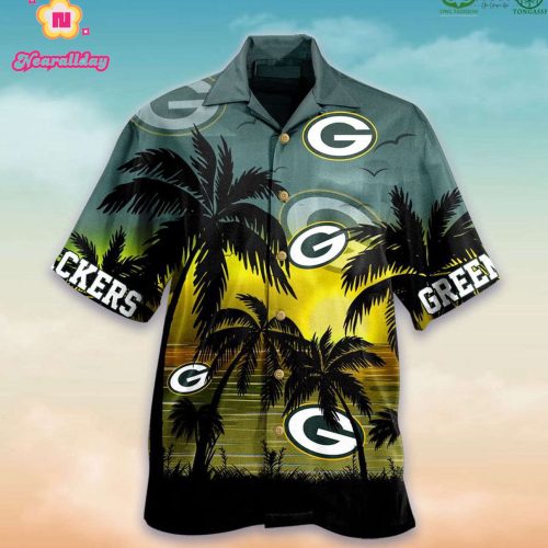 Green Bay Packers NFL NFL Palm Sunset Hawaiian Shirt