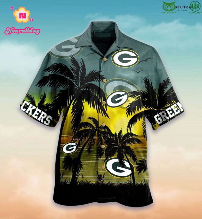 Green Bay Packers NFL NFL Palm Sunset Hawaiian Shirt
