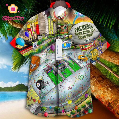 Green Bay Packers Super Bowl Xlv Vintage Aloha Hawaiian Shirt