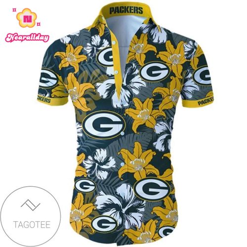 Green Bay Packers Tropical Flower Slim Fit Body Hawaiian Shirt