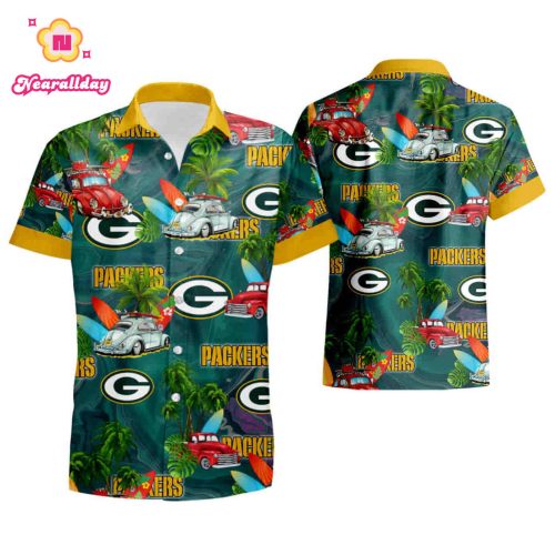 Hawaii Shirt Green Bay Packers Hawaiian Shirt Tropical Flower Short Sleeve Slim Fit Body summer shirt