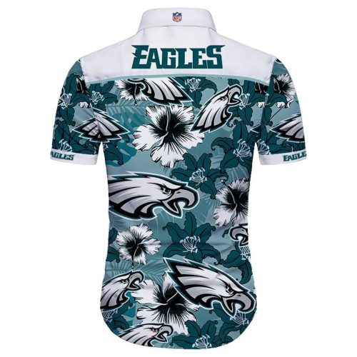 Hawaiian Shirt Men Philadelphia Eagles Shirt Flower Short Sleeve