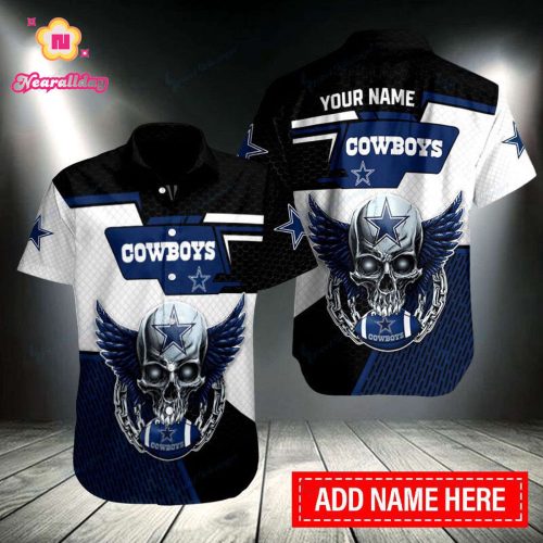 High Quality Personalized Dallas Cowboys Wings Skull 3D Hawaiian Shirt