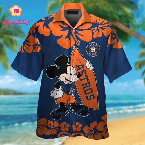 Houston Astros Mickey Mouse Hawaiian Shirt Set for Men Women Kids