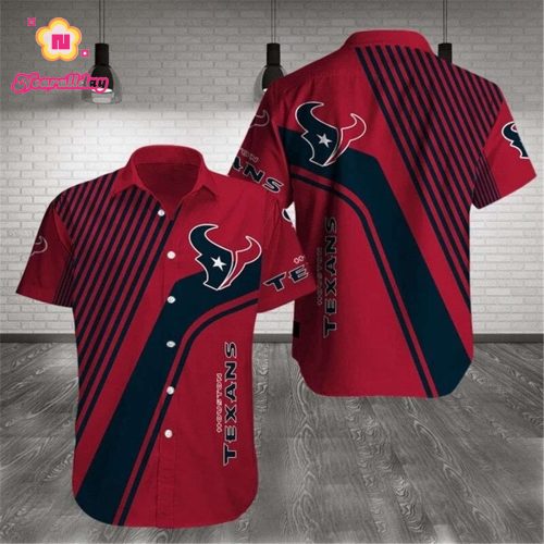 Houston Texans Hawaiian Shirts Pattern Stripe