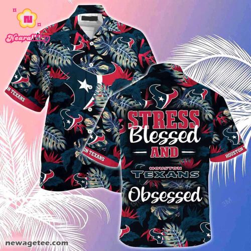 Houston Texans Nfl Summer Beach Hawaiian Shirt Stress Blessed Obsessed
