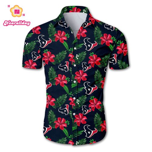 Houston texans tropical flower Hawaiian Beach Shirt