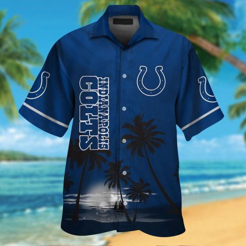 Indianapolis Colts Short Sleeve Button Up Tropical Aloha Hawaiian Shirt Set for Men Women Kids Gift