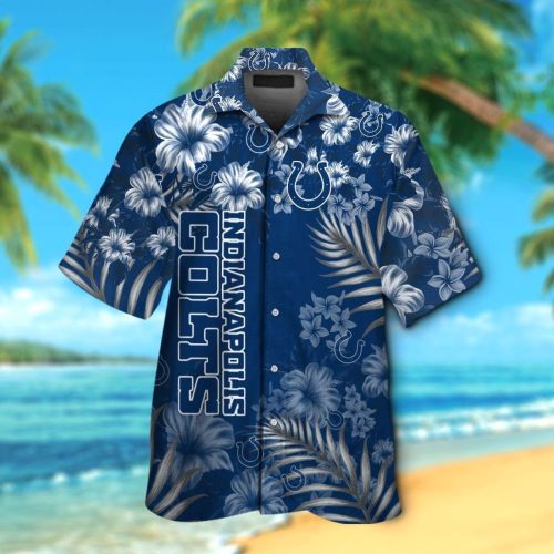 Indianapolis Colts Short Sleeve Button Up Tropical Aloha Hawaiian Shirt Set for Men Women Kids Gift