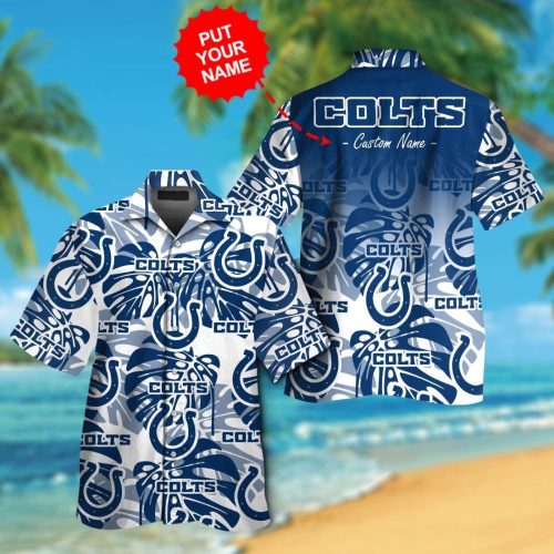 Indianapolis Colts Short Sleeve Button Up Tropical Aloha Hawaiian Shirt Set for Men Women Kids Gift